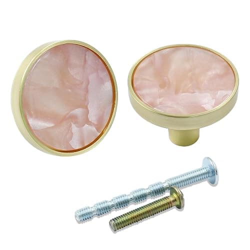 Bonsicoky 12 Pcs Gold Knobs for Dresser Drawers, Round Dresser Cabinet Knobs Pulls for Kitchen Cabinet Cupboard Door Furniture Decorative, Pink thumbnail 5