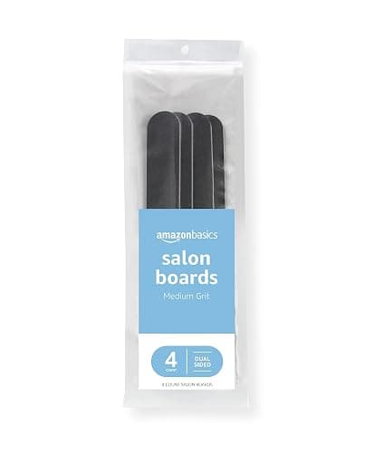 Amazon Basics Double Sided Nail Files Salon Boards 4-Pack for Nail Care and Shaping, Black - Image 1