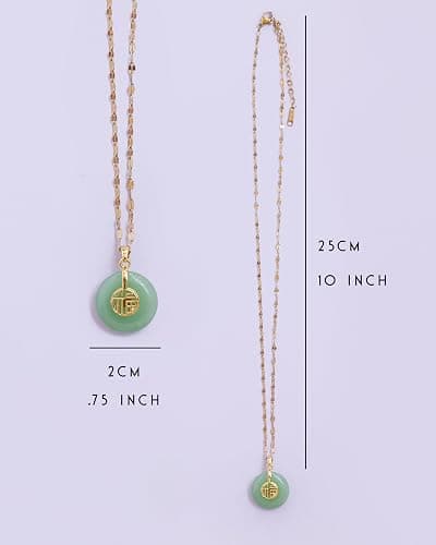 emmandsophie Green Jade Necklace | Authentic Good Fortune Pendant | Brushed Matte Finish | Unique Modern Design | Vintage Style Jade Necklace | Women's Jewelry Gift| Jade Necklaces for Women thumbnail 9