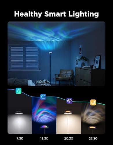 Govee Uplighter Floor Lamp for Living Room, RGBIC Ripple Projector, Floor Lamp for Bedroom, Compatible with SmartThings, Alexa, and Matter, LED Modern Corner Floor Light, Warm Cool White Standing Lamp thumbnail 6