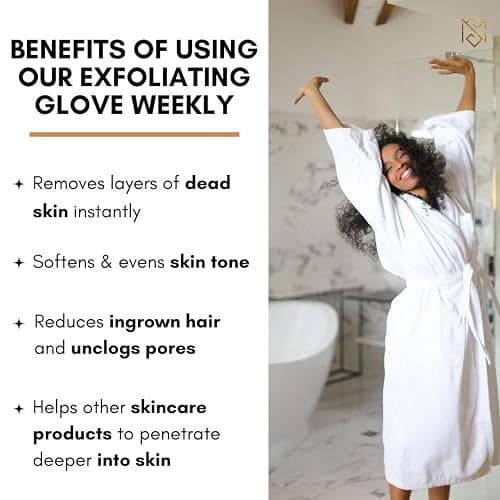 Exfoliating Glove Kessa Mitt Body Scrubber - Dead Skin Remover Shower Glove for Dead Skin Scrubbing and Deep Pore Cleansing - by MoroccanSource (3 Piece spa Set) thumbnail 6