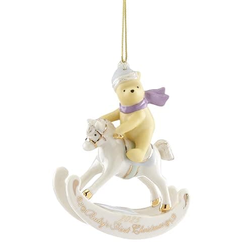 Lenox Ornament, 2025 Winnie The Pooh Babys 1st Christmas Ornament, Porcelain with Gold Accents and Hanging Cord for Tree Decoration, Christmas Decorations, Winter Ornaments, Winter Decor (1 Piece) - Image 1