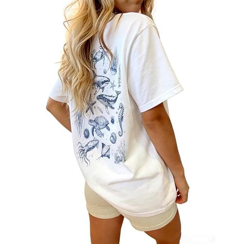 Women Teen Girls Oversized Graphic T Shirts Short Sleeve Aesthetic Top thumbnail 4