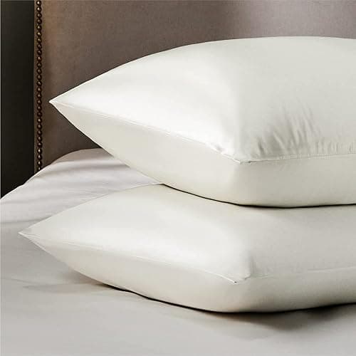 Bedsure Satin Pillowcase for Hair and Skin Queen - Ivory Silky Pillowcase 2 Pack with Envelope Closure, Similar to Silk Pillow Cases, Gifts for Women Men, 20x30 Inches, 2pcs thumbnail 3