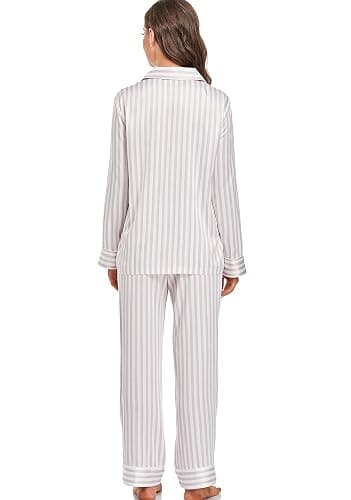 Serenedelicacy Women's Satin Pajama Set Long Sleeve Button Down Sleepwear 2-Piece Silky Pj Set thumbnail 2