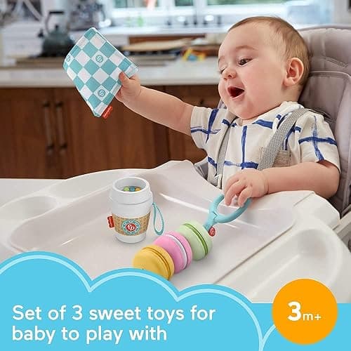 Fisher-Price Baby Bakery Treats Gift Set, 3 Food-Themed Baby Toys and teether for Infants Ages 3 Months and up thumbnail 4
