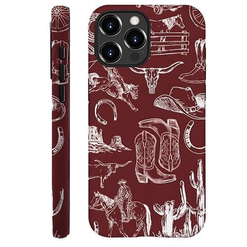 Compatible with iPhone 16 Pro Max,Anti-Scratch Frosted Case Cover,Collage Country Cowboy - Image 1
