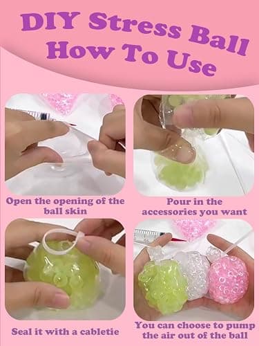 DIY Stress Ball Making Kit, Squishy Maker Kit with 15 TPR Ball Skins, 14.2 oz Fillers, Air Pump, Vacuum Tool & 20 Cable Ties, Make Your Own Squishies, DIY Squishy Kit for ASMR Anxiety Relief Toys thumbnail 6