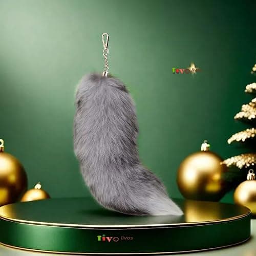 Iivos Fluffy Therian Fox Tail Keychain - Soft Plush Accessory for Cosplay, Ren Faire, and Everyday Use - Detailed Design thumbnail 4