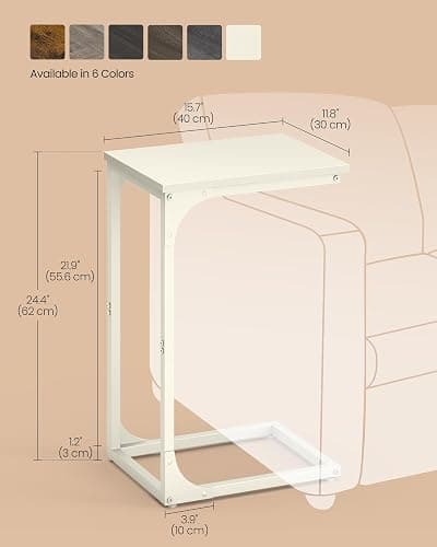 VASAGLE C-Shaped End Table, Small Sofa Side Table with Metal Frame | for Couch, Living Room, Bedroom, Bedside, Cream White, BARNET Collection ULET350W77 thumbnail 3