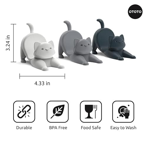 NEW - OTOTO Catos Taco Holder Set of 3 - Taco Shell Holder, Taco Stand, Taco Tray, Cute Kitchen Accessories, Weird Gifts, Cooking Gifts, Funny Gifts, Taco Stands for 3 Tacos, Fun Kitchen Gadgets thumbnail 2