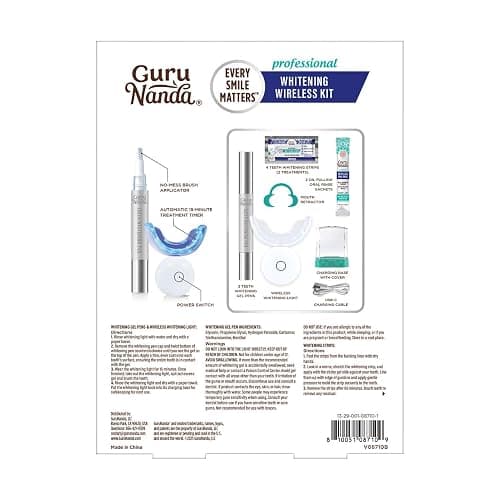 GuruNanda Professional Teeth Whitening Wireless Kit with LED Light & Whitening Pen, Helps Remove Surface Stains from Coffee, Food, Soda, 40 Treatments thumbnail 8