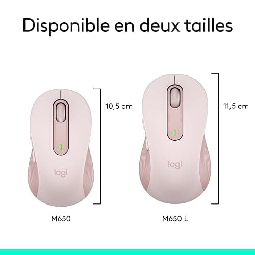 Logitech Signature M650 Souris sans fil - Pour Mains de Petites & Moyennes Tailles, Pile 2 ans, Clics Silencieux, Boutons de Côtés Programmables, Bluetooth, PC/Mac/Multi-Device/Chromebook - Rose thumbnail 10