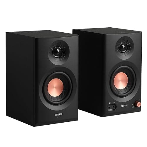 Edifier MR3 Powered Studio Monitor Speakers, Hi-Res Audio Certified Bluetooth V5.4 Active Bookshelf Loudspeakers, 2.0 Computer Speaker with Headphone Output RCA AUX Balanced TRS Input - Black (Pair) - Image 1