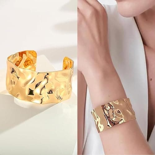 agogue 4 Stück Oberarmreif Gold, Armreif Gold Oberarm Modeschmuck Armreifen Damen, Armband Set Minimalistischer Goldene Armreifen, Adjustable Armreif für Damen thumbnail 5