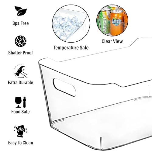 Clear Plastic Storage Bins for Kitchen Organization or Pantry Organizers and Storage, Freezer Fridge Organizer Storage Containers Bin for Organizing Refrigerator Medicine Closet Cabinet Organizers thumbnail 6