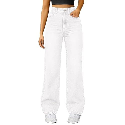 Godalithic Wide Leg Jeans for Women Baggy Elastic High Waist Cute Y2K Boyfriend Jeans Stretchy Jean Straight Leg Denim Pants - Image 1