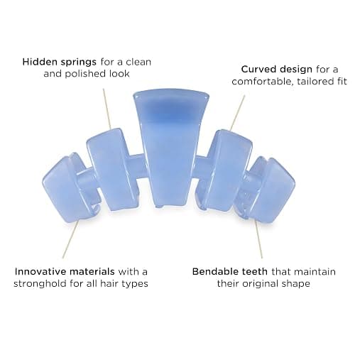 TELETIES - Large Classic Hair Clip - For Thick to Super-Thick Hair - Claw Clips for Women - Strong Grip, Bendable Teeth, Comfortable Curved Design - For All Hair Textures - Spring - Blue Lagoon thumbnail 4