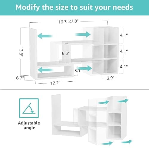 NUTIKAS Desk Shelves Desktop Orgnizer Shlef - White Office Organization for Top of Desk Organizers and Accessories Corner Bookshelf Table Top Shelving Small Hutch Decorations for Women Office thumbnail 2