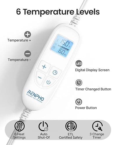 RENPHO Electric Heating Pad for Back, Birthday Christmas Gifts for Women Men Mom Dad Elderly, FSA Eligible Items Only List, Large Heat Pad for Neck Shoulders, 24"x33", ETL Certified, Gray thumbnail 3