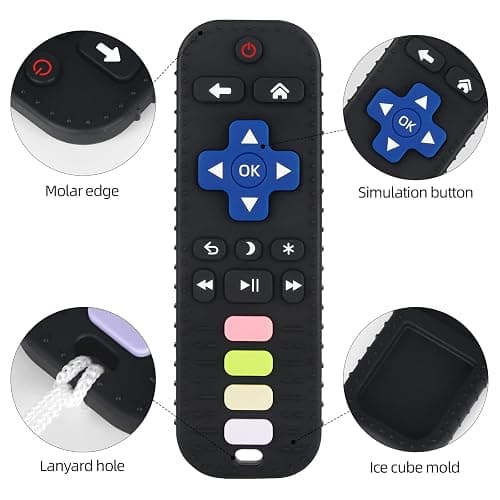 Chuya Baby Teether Toy Chew Toys for Babies 3-24 Months TV Remote Control Shape Teething Relief for Infants (Black) thumbnail 3