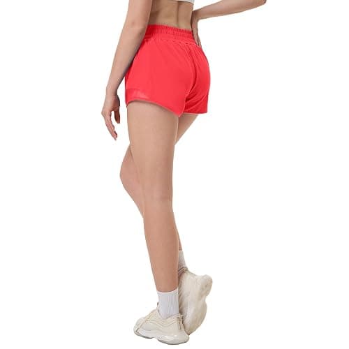 Aurefin High Waisted Athletic Shorts for Women, Womens Plus Size Running Workout Shorts with Liner and Zip Pocket 4 inch thumbnail 3