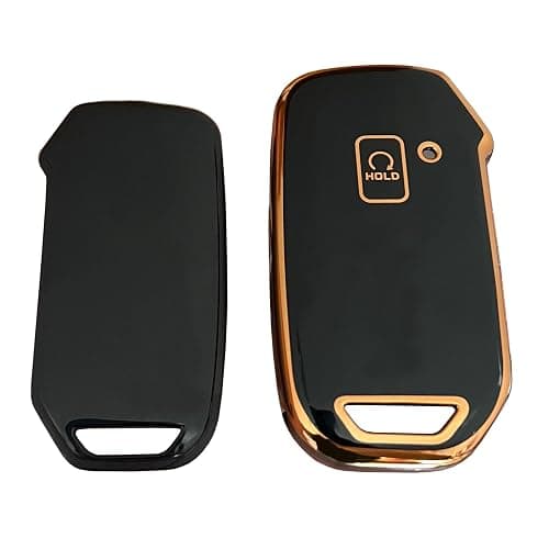 Kepdul for Kia Key Fob Cover Key Protective Holder Fit for Kia Soul Forte Telluride K5 Seltos NIRO Sportage Sorento Smart Keys Shell (Gold-Black) thumbnail 3