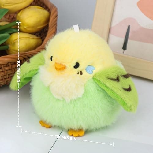ABEARCAR 3.9 inches Parakeet Plush Toy Bird Stuffed Animal Plush Toy Holder Bag Pendant Party Christmas Birthday Valentine's Day Gifts Toys for Kids Girlfrends thumbnail 3