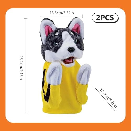 2Pcs Dog Hand Puppet Kung Fu Husky, Soft Soundable Boxing Hand Interactive Puppet, Toddler Washable Plush Battle Boxing Husky Toys, Animal Puppets thumbnail 3