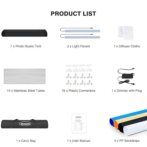 ZKEEZM Photo Studio Light Box Photography 32"x32" with 100 LED and 4 Colors Backdrops Photo Box with Lights, Foldable Picture Box for Product Photography with 6500K Brightness thumbnail 9
