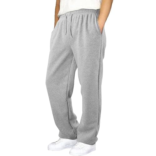 Boys Baggy Sweatpants Straight Wide Leg Open Bottom Casual Pants Elastic Waist Workout Athletic Joggers Pockets Sweat Pants thumbnail 2