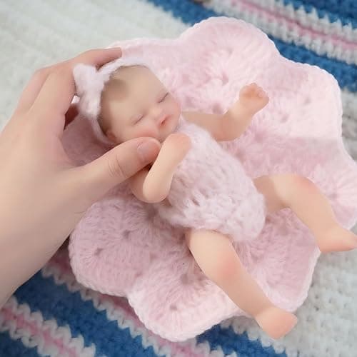 Cloveray 5 inch Mini Platinum Silicone Reborn Baby Doll, Tiny Silicone Baby Dolls，Realistic Newborn Baby Dolls Full Body Stress Relief, Decoration, Gifts, Collectible - Image 1