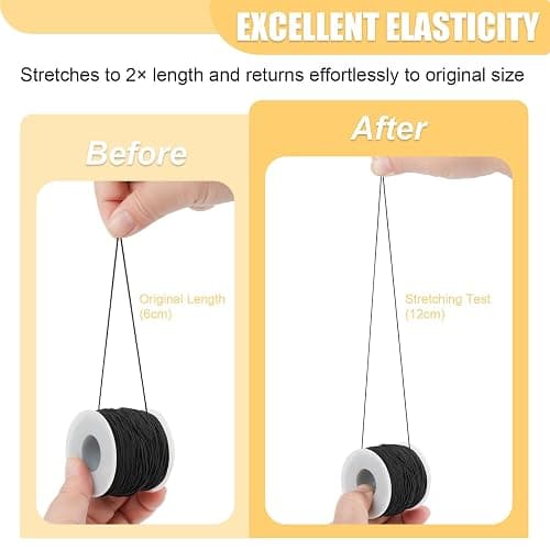 NIUBIER 4 Rolls Elastic String for Bracelets, 1 MM 660 Feet Stretchy Bracelet String, Sturdy Elastic Cord for Craft Necklace Jewelry Making (2 Black + 2 White) thumbnail 3