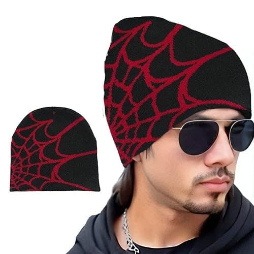 Spider Web Beanie Hat Wool Gat De Punto De Punto Y2k Street Beanie Fashion Hip Hop Skull Cabellera para Hombres Mujeres Invierno Beanie Cálido thumbnail 5