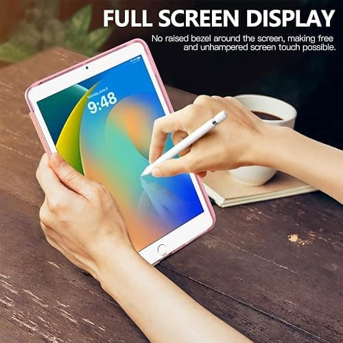 MoKo Case for iPad 10.2 iPad 9th Generation 2021/ iPad 8th Generation 2020/ iPad 7th Generation 2019, Slim Stand Hard Back Shell Smart Cover Case for iPad 10.2 inch, Auto Wake/Sleep, Flowers Pink thumbnail 7