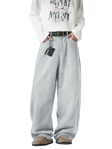 Baggy Hip Hop Jeans for Men Wide Leg Skater Denim Pants Casual Loose Fit Long Trousers - Image 1