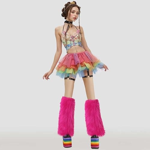 XEPST Faux Fur Fuzzy Leg Warmers Furry Boot Covers for Women, Warm Fuzzy Boot Cuff Boot Sleeves Leg Warmers for Party Costume thumbnail 6