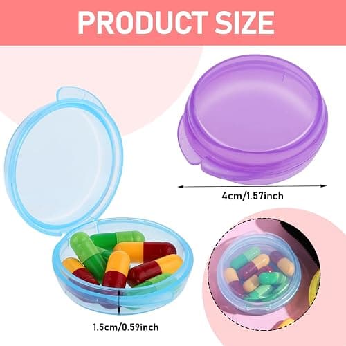 4 Pcs Mini Pill Organizer Small Pill Box Cute Portable Pill Case for Pocket Purse Travel Storage Containers Earplug Case Medicine Dispenser Vitamin Holder(Blue+Pink+Purple+Green) thumbnail 3
