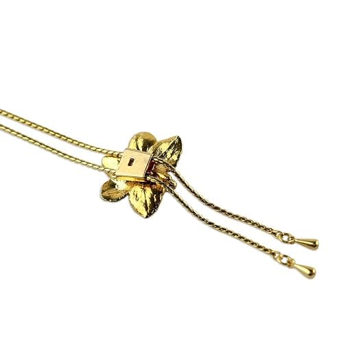 NOVICA Artisan Handmade Natural Orchid Flower Necklace | Gold Plated Leaf | Thailand Floral | 'Blue Blossom' | 31.5" L | Pendant: 0.8" L x 0.8" W x 0.4" D thumbnail 4