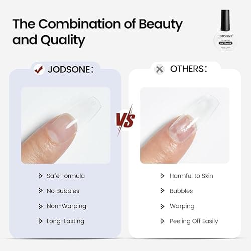 JODSONE 10ML Nail Glue Gel für Nagelspitzen Langanhaltender Verlängerungsklebstoff für klare Nagelspitzen und klare Press-On-Nägel, Nagelreparaturbehandlung, benötigt U V Licht gehärtet thumbnail 5