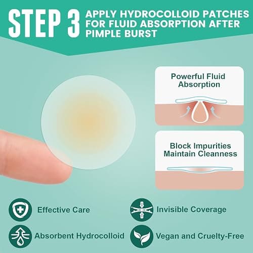 3-Step Microdart Pimple Patches Set – 83 Count, including 9 Microdarts Pimple Patches, 50 Pimple Poppers, and 24 Hydrocolloid Patches thumbnail 5