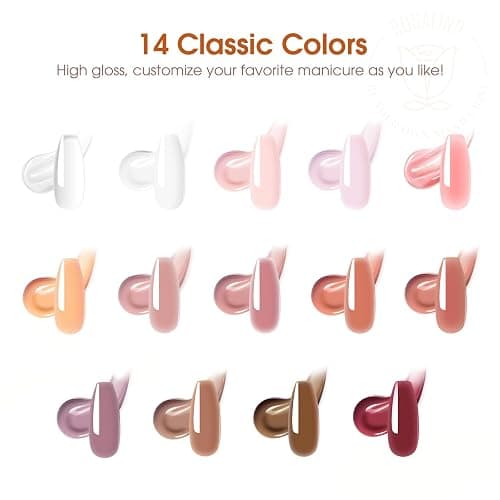 ROSALIND Poly Nail Gel Kit -14 Colors +72 Nail Art Accessories kit Clear Nude Poly Nails Gel Kit Starter Kit with Mini UV Lamp Slip Solution Basic Tools for Beginners with Everything thumbnail 3