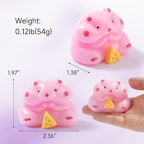 4Pcs Taba Hamster Squishy Stress Relief Toys, Cute Kawaii Animal Fidget Toys with Cheese Accessory, Handmade Sensory Squishies for Anxiety Relief, Kids & Adults, Classroom Prizes, Party Favors, Gifts thumbnail 2