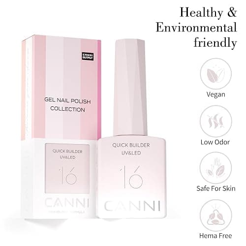 CANNI Quick Builder Nail Gel For Nails Set – 6 Colors 9ML Clear White Pink, Soak Off UV LED Nail Extensions & Strengthening, Self-Leveling Builder Gel for DIY Manicure & Salon Use Women thumbnail 5