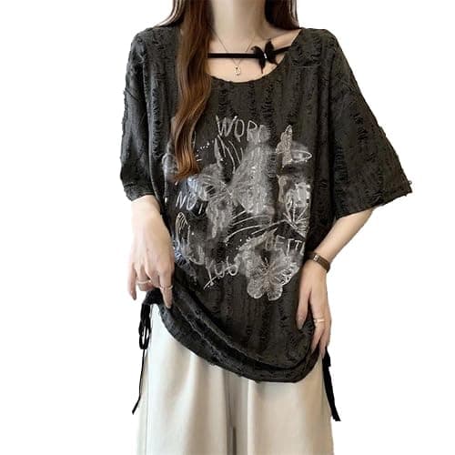 Emo Grunge Shirt Women Tees Graphic Baby Y2k Tops Alt Clothes Fake Two Piece Short Sleeve Vintage T Shirts - Image 1