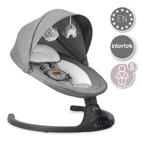 MoMi KENANI Transat balancelle jusqu’à 9 kg, pliable, télécommande et Bluetooth pour smartphone, alimentation piles et secteur, harnais de sécurité 5 points, pare-soleil, moustiquaire thumbnail 25