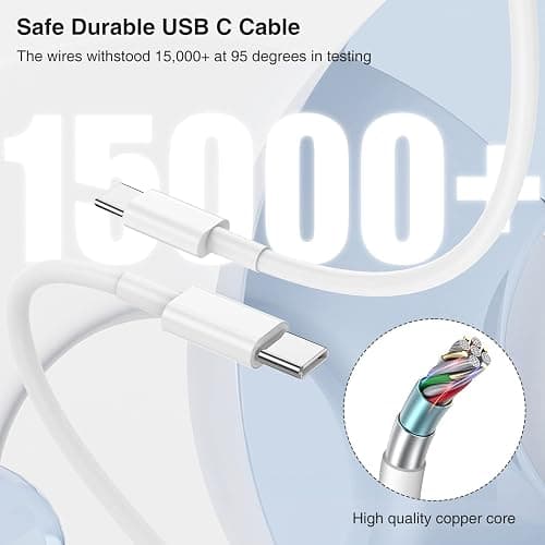 iPhone 17 16 15 Fast Charger 10ft, USB C Charging Block and Long Type C to C Cable Cord, iPad Wall Plug Power Adapter Cube Brick for Apple iPhone 17 Pro Max/17 Air/16 e/16 Pro/15 Plus/15 Mini/Samsung thumbnail 5