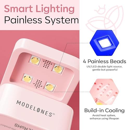 Modelones Mini UV Light for Gel Nails, Small Cure Lamp, Flash Cure for Gel x Nails, LED Portable USB for Fast Curing, Pink thumbnail 3