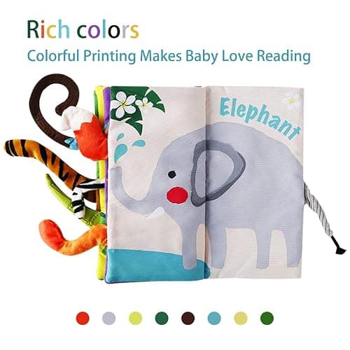 beiens Baby Books Toys, Touch and Feel Crinkle Cloth Book for Infant Baby 0-3-6-12-18 Months, Early Development Interactive Stroller Soft Toys, Newborn Gifts for Boys Girls thumbnail 8