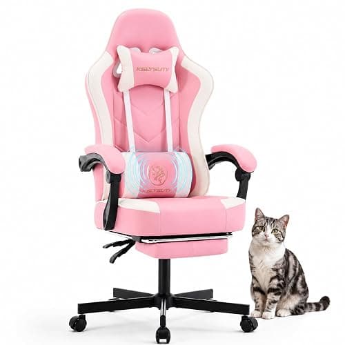 Mistpeople Gaming Chair, Ergonomic High Back Computer Chair with Footrest, Lumbar Support & Pocket Spring Cushion, Comfortable Swivel Home Office Desk Chair for Adults - Image 1
